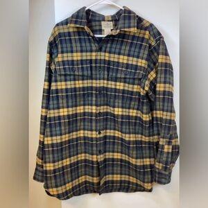 New L.L. Bean * Chamois Shirt, plaid flannel, yellow/green/navy, size M